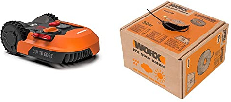 Worxtagliaerba Robot Da Giardino Landroid Wr142E, Rasaerba Elettrico A Batteria 20 V, Tosaerba 3 Lame Mobili & Wa0184 Filo Perimetrale, Lunghezza 50 Mt. Per Robot Rasaerba Landroid,Colore Nero