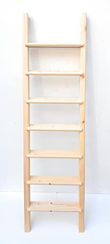 Scala legno massello soppalco cameretta letto a castello soffitta salvaspazio a diversa altezza e larghezza salvaspazio (Larghezza cm 45, Altezza cm 225)