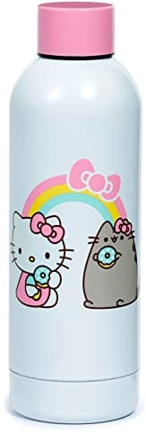 Puckator - Katze Geschenke - Katze Geschenke - Hello Kitty & Pusheen die Katze wiederverwendbare Thermo Isolier- Heiß & Kalt Trinkflasche aus Edelstahl 530ml