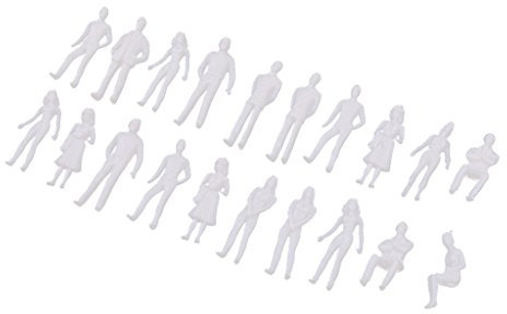 Leeadwaey 20Pieces 1/50 Escala sin pintar Modelo Personas Architectural Mini Figuras Kit