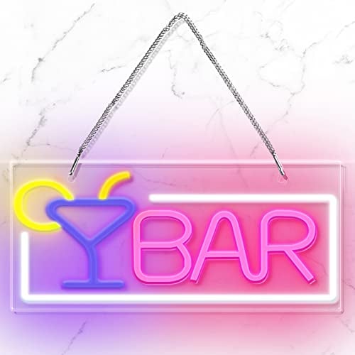 Neon Schild,Neon Sign LED Deko Schild BAR Leuchtreklame Für Bar, Hausbar, club, Pub, Geschäft, Feier, Geburtstag, Party, Dekoration, USB-Betrieben Neon Light by Amyzavls