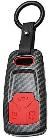 KUNIO Coques de clé Compatible avec Audi A4 B9 A4L A5 A6L A6 S4 S5 S7 8W Q7 4M Q5 TT TTS Porte-clés ABS Coque de clé de Voiture Étui à clés Fibre de Carbone Rouge