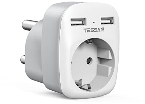 TESSAN Adaptateur Prise Afrique du Sud avec 2 USB, Prise Afrique du Sud, Adaptateur France vers Namibie, Type M