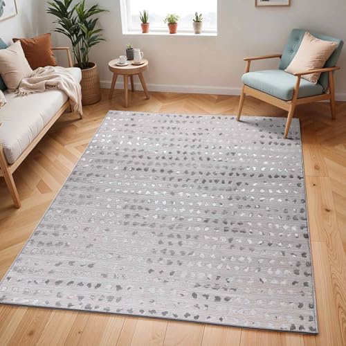 Livabliss Valkiria Nador Abstract Rug – 200x275 cm, Beige, Ivory & Silver