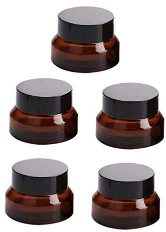 Alipis 5 Pcs Brown Glass Bottle Mini Mason Jar Lotion Container Tea Lights Candle Holder Tealight Candle Holder Glass Bottles Eye Cream Bottles Empty Cream Bottles Travel Portable Bottled
