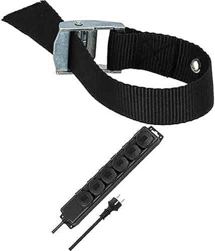 Bundle aus Brennenstuhl Befestigungs- und Fixiergurt (Befestigungsriemen für Steckdosenleisten, Kabel Organzier mit 27cm Länge) + Brennenstuhl Steckdosenverteiler IP44 6-Fach (2m Kabel)