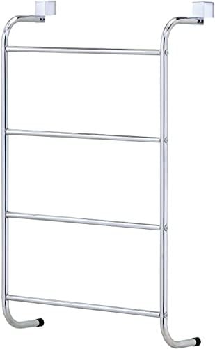 HOME BEAUTY Stainless Steel 4 Tier Over Door Towel Rack - Clothes Airer Towel Rail, Hanging Towel Storage Rail Rack, Towel Drying Rack for Bathroom, Towel Holder, Towel Stand (Chrome)
