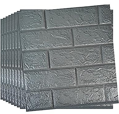 Snewvie 60pcs 3D Wall Panels 38×35cm Brick Wallpaper Self Adhesive DIY Wall Stickers Waterproof PE Foam Panel Wall Tiles for Bedroom Kitchen Living Room Bathroom Home Decor,grey
