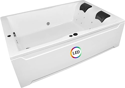 AQUADE Whirlpool Badewanne Hamburg 180x120cm Badewanne Mit Bausatz Whirlpool Badewannen Zubehör Wellness Indoor Whirlpool für 2 Personen