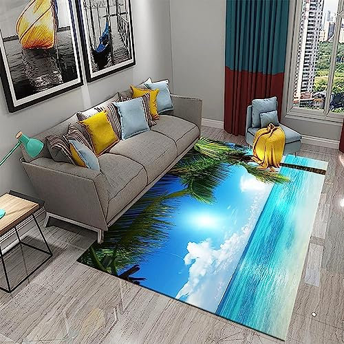 Morbido Flanella Area Giochi Tappeto Stampa 3D Soggiorno Tappetino Antiscivolo Decorazione Della Casa Soggiorno Grande Tappeto Oceano Vista Mare - Poliestere Soft 40 X 60 Cm / 15,7 X 23,6 Pollici