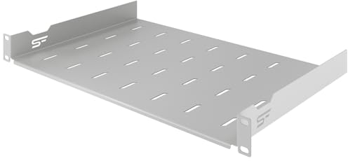 Stalflex Baie de Brassage 19 Pouces 1U 300mm - Acier Robuste - Rack pour Ordinateur et Serveur - Plateau Cantilever Universel Ventilé pour Montage en Rack