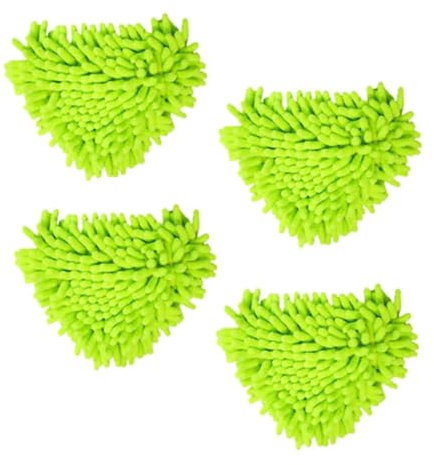4Pcs Multi-Purpose Triangular Mop Heads, Mini Microfiber Mop Brush Head Replacement for Triangle Spin Mop for Wall Ceiling Floor Cleaning 16x16CM Green