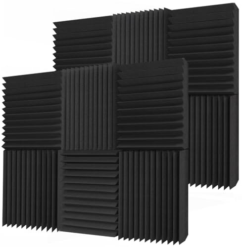 TroyStudio Thick Acoustic Foam Panels, 12 X 12 X 3 Inch 12 Pcs Broadband Sound Absorbing Foam, Dense Soundproof Padding Tile, Recording Studio Foam Absorber, Wedges Decorative 3D Wall Ceiling Panel