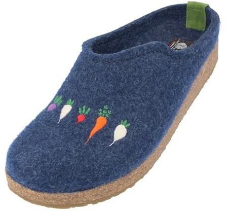 HAFLINGER Grizzly Roots Felt Clog Unisex Blue (Denim 72) EU 38