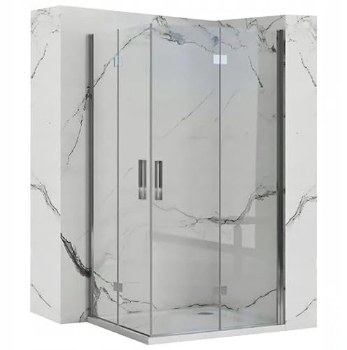 Rea Cabine de douche Molier Chrome Double 80x80 Cabine Douche sans receveur de douche Verre de sécurité trempé Transparentne 6mm (Chrome)
