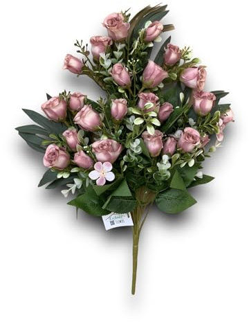 36 FIORI IN UN MAZZO DI FIORI DI SETA- BOUQUET PER DECORARE CASA (Rosa Antico)