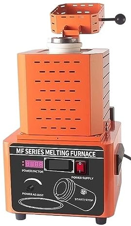 Four de fusion d'or à fréquence intermédiaire de 1600ºC fusion rapide d'or et d'argent cuivre fer aluminium acier inoxydable four de fusion four à creuset à circulation d'eau High Precision((3KG)Orang