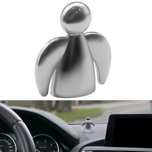 Anwlki Schutzengel Auto Engel Magnete Ornamente Glücksbringer Geschenk Autofahrer Schutzpatron Komm Gut Heim mit Magnet und 3 Doppelseitig Klebende Aufkleber, 1 Eisenstück (Mattes Silber)