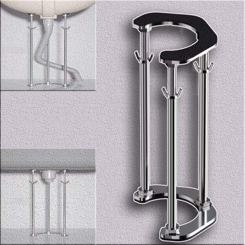 QSPNVFB Support De Évier sans Perçage, Réglables Pieds De Lavabo sous Plan, INOX Barres De Support De Lavabo Cuisine Kit De Réparation pour Meuble Toilettes(Height 36-46cm (14-18))