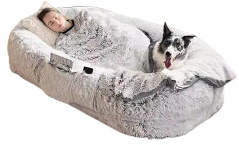 Hundebett for menschen,human dog bed for menschen,funny fuzzy hundebett,Riesiges Human Dog Bed for Menschen,Flauschig Hundekissen,Hundekörbchen mit Hoher Rand(L*W*H:185*120*30CM/73*47*11IN)