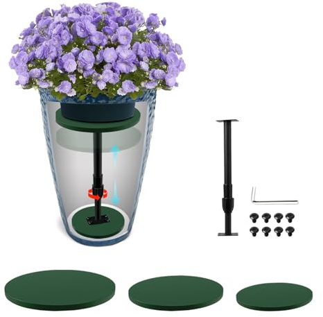 Axcoix Adjustable Height Plant Risers for Inside Pots, 12-21 Planter Inserts for Large Pots, Planter Lift Insert for Tall Square Round Taper Planters (6 8 10 Base or Top)