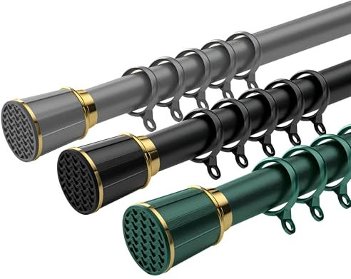 Ausziehbare Stange für Duschvorhang, Vorhangstange Teleskop-Duschvorhangstange, Gardinenstange, Teleskop-Schrankstange, verstellbare Gardinenstangen – robust/rostbeständig/rutschfest(Black,260-350cm)