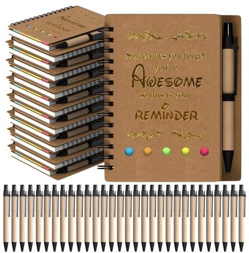 HochoLii Blocchi spiralati,Regalos de Agradecimiento,Bloc de Notas Motivacional para Escuela, Maestros y Empleados, 60 piezas, Marrone (Versión en inglés)