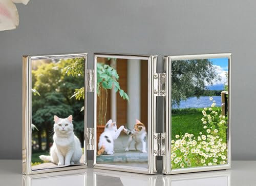 ANAZOZ Fotorahmen Klappbar 15x20 cm, Bilderrahmen Familienfotos Tischplatte, Hochformat Fotorahmen Modern Schlicht 1 Stück