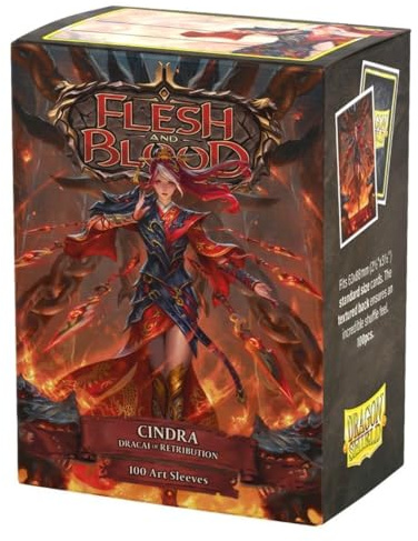 Dragon Shield | Flesh & Blood Art Sleeves | 100 CT - Smooth & Tough Premium TCG Sleeves | Compatible with Pokemon, One Piece & Magic the Gathering | Cindra, Dracai of Retribution