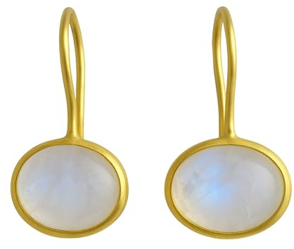 Mondstein Gold plattiert 925 Sterling Silber Ohrhaken Ohrringe Natürlicher Edelstein - Geburtstagsgeschenk - Handgefertigte Geschenkideen für Frauen (Mondstein)