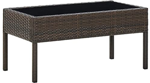 UJCHVHN Item-Gartentisch, braun, 75 x 40 x 37 cm, Poly-Rattan, Outdoor-Tische