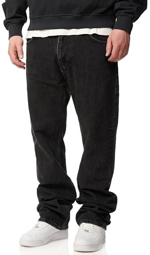 behype. Herren Jeans Straight-Fit Jeanshose 100% Baumwolle Denim Hose Used Look Men's DC_JN-245-Washed Black-W36