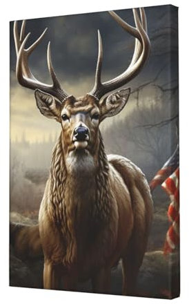 LHDGBWC Leinwand-Wandkunst für Wohnzimmer, Wanddekoration, modernes Kunstwerk, Malerei, Bilder, hängende Leinwanddrucke, Hirsch, Jagdsaison, ästhetische Wandkunst für Schlafzimmer, Badezimmer, Büro