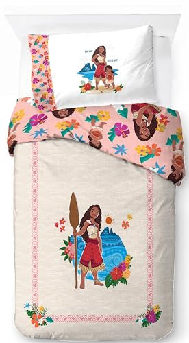 Jay Franco Disney Vaiana 100% Baumwolle Einzel-Bettwäsche-Set - Inklusive Kissenbezug 50 x 70 cm