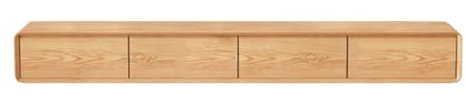 Schwebender TV-Schrank aus massivem Holz im japanischen Stil – ultradünner Wandständer für kleine Wohnungen – 160 cm (63 Zoll) AV-Regal in Holzfarbe