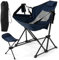 Foldable chair,Hammock Camping Chair, Folding Swing Chair with Retractable Footrest, Adjustable Back, Head Pillow, Cup Holder & Carry Bag, Portable Rocking Recliner for Picnic Fishing Hiking (Black)(N