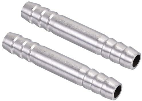 TA-VIGOR 2Pcs Barb Hose Fittings, 8mm x 50mm Straight Coupler Air Hose Connectors Splicer Stainless Steel Quick Adapter for Air Pipe, Fuel Line, Water Pipe
