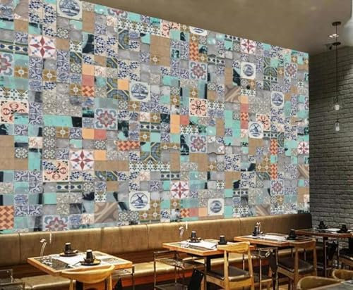 Art Stéréo Vintage Carreau De Ciment Papier Peint 3d Moderne Soie Texturée Haut De Gamme IdéAl Pour Le Salon Et La Chambre à Coucher-300cm×210cm