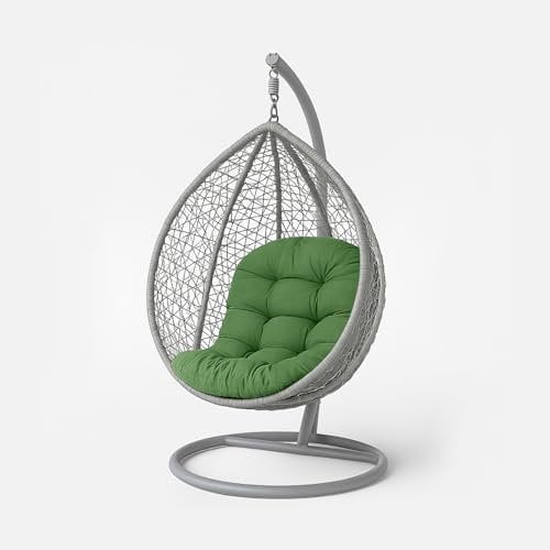 HOMESCAPES Egg Chair Cushion, Thick & Plush Hanging Basket Swing Chair Cushion 100% Cotton Cover for Canopy Swings, Hammock, Garden Patio Indoor Outdoor, Breathable, Round 80 x 120cm - Olive Green