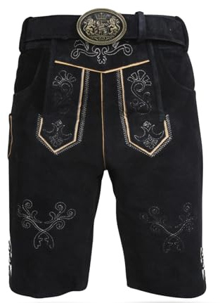 ALL THE GOOD Trachtenlederhose Herren kurz Bayerische Tracht Oktoberfest Lederhose mit Gürtel aus Orignal Leder Gr. 46-62 MGKH00