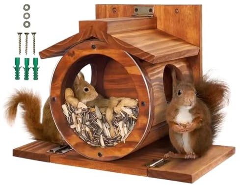 Yjkedfh Eichhörnchen-Futterhäuser aus Holz für den Außenbereich - Eichhörnchen Futterbox Mit Belüftungslöcher,wetterfeste Box für Maiskolben, Nüsse, Heu und Futterlagerung im Freien für Tiere am