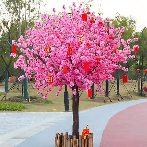 ToayNia Peach Blossom Tree Wishing Tree Artificial Trees Peach Blossom Silk Flower Tree High Artificial Peach Trees For Indoor Outdoor Party Wedding Home Decoration A:6.56 * 6.56ft