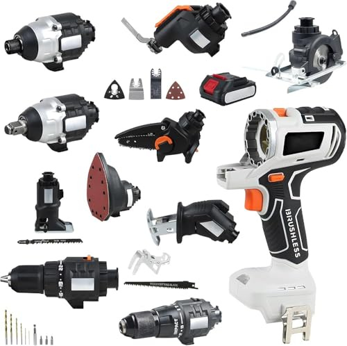 Cordless Power Tool Combo Kit, Brushless Woodworking Set with Battery & Tool Box for DIY Projects