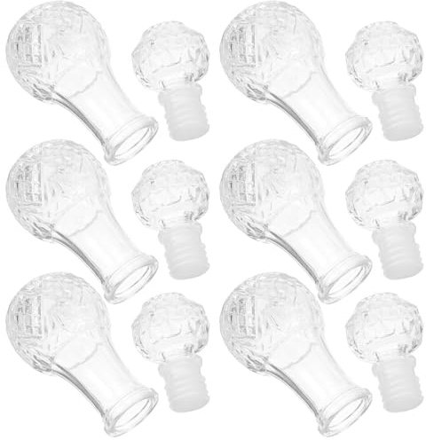 SHINEOFI 6pcs 50ml Glass Wine Decanter Bottles Mini Whiskey Vessel Creative Liquor Carafe Set for Home Bar and Wine Aeration