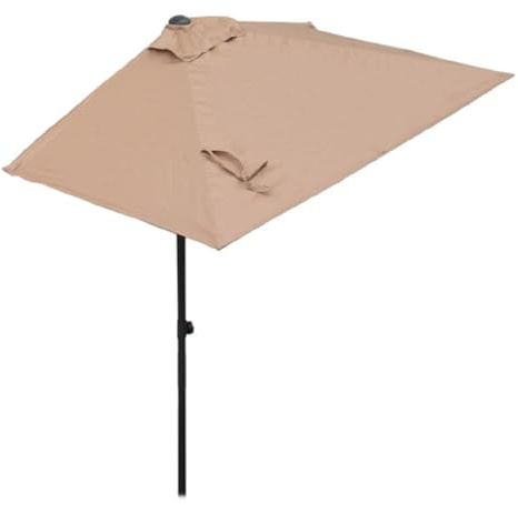Parasol De Balcon Demi-Rectangulaire 250x130cm, Réglable En Hauteur Protection UV Parasol Mural Extérieur Pour Jardin, Terrasse, Patio(Khaki)