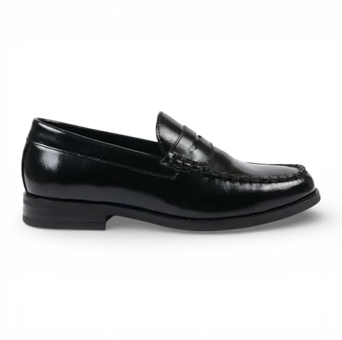 Infinity Leather Dolcetto Herren Penny Loafer aus schwarzem PU-Kunstleder, Elegante und lässige Schuhe