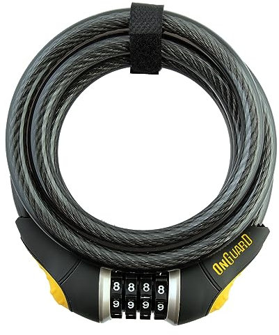 ONGUARD Doberman Resettable Combo Coil Cable Lock (Black, 185 cm x 12 mm)