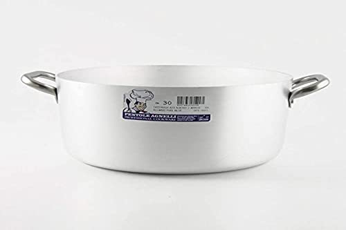Pentole Agnelli ALMA10434 Cocotte Haute en Aluminium avec 2 Poignées en Acier, Aluminium, 34 cm