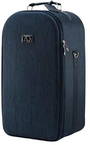 Adolfo Design Extra große Perücke Reisebox mit Tragegriff oben, Schultergurt und Doppelreißverschluss, Tragetasche mit abnehmbarem Kopfhalterboden - (Denim Grau) Design, Marineblau, XL