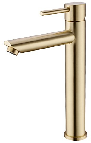 Trustmi Brass Brushed Gold Single Lever Single Hole Bathroom Basin Sink Mixer Tap, Tall